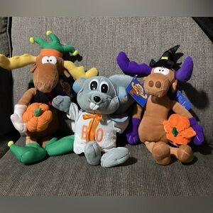 Vintage Rocky and Bullwinkle Halloween Plush, Lot of 3 NWT